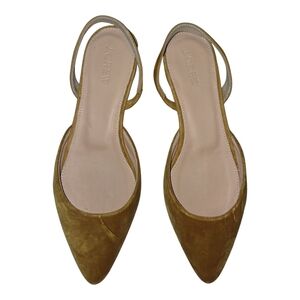 J. Crew Gold / Yellow Velvet Pointed Slingback Flats